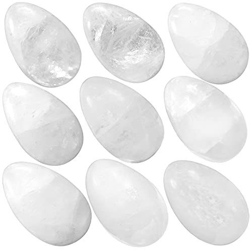 TUMBEELLUWA 4pcs Natural Crystal Eggs for Massage, Meditation & Healing Purple & Pink & Yellow & White