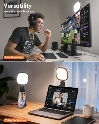 LitONES Ring Light for Laptop, Monitor, Desk, Eye-Caring Diffused LED Light Black 1 Pack