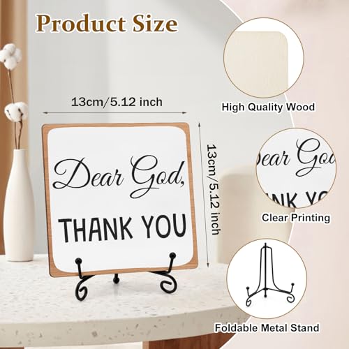 Christian Home Decor Thank You Wooden Sign with Iron Stand Appreciation Gifts for Woman Man Christian Religious Sign for Office Bedroom Living Room Home Shelf Thank You Religious Desk Table Decor