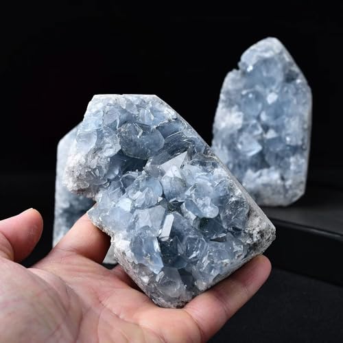 Natural Blue Celestite Cluster Tower Healing Crystal Stone Collection Mineral Specimen Home Office Decor Meditation Gifts 0.4-0.6 Pound Tower-light Blue