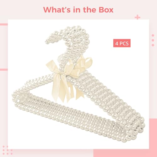 4pcs 30cm Pearl Hangers, White Pearl Hanger Mit Ribbon for Wedding Dress Photographing Or Decorate Your Closet