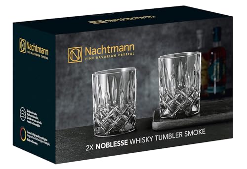 Spiegelau & Nachtmann 104245 2-Piece Whisky Tumbler Set, Black Whisky Glasses, Crystal Glass, 295 ml, Smoke, Noblesse Vintage 10 Ounces Elegant