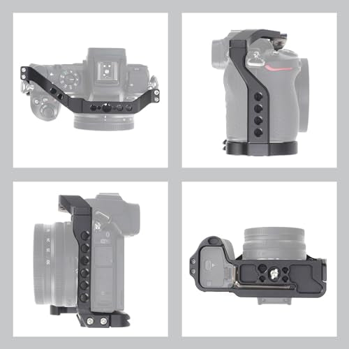 FocusFoto Camera Cage for Nikon Z50 Mirrorless Camera, Aluminium Video Vlogging Rig with Cold Shoe, 1/4"-20 Screw Mount, 3/8"-16 Locating Holes for Arri Grip, Quick Release Plate for Arca-Swiss Tripod