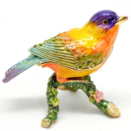 Bird Trinket Box Bird Figurines Hinged Jewelry Boxes Jewelry Ring Box Earrings Organizer Gifts Home Decor (Purple) Purple