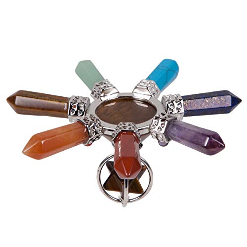 Rockcloud 7 Chakra Tiger's Eye Healing Crystal Points Energy Generator Brown Tiger's Eye Crystal Stone