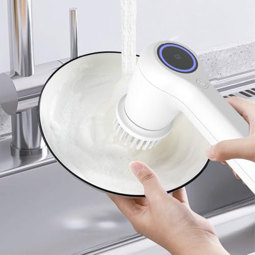 Electric Cleaning Brush with 5 Replaceable Brush Heads Handheld Power Scrubber for Bathtub, Floor, Wall, Tile, Toilet, Window, Sink