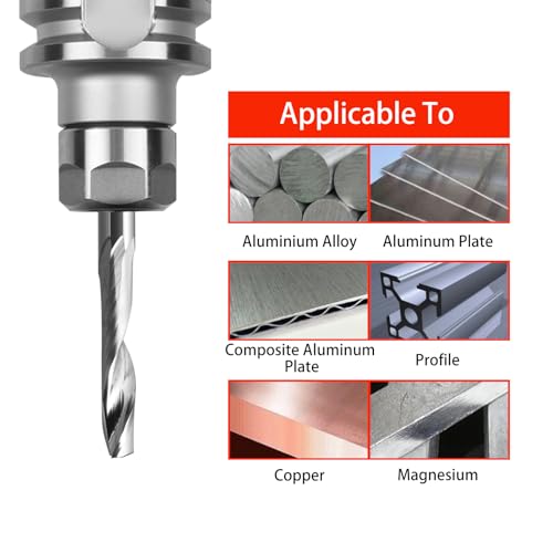 HOZLY 1/8-inch shank O-flute spiral router bit set with 1/16-inch cutting diameter for aluminum, pack of 10