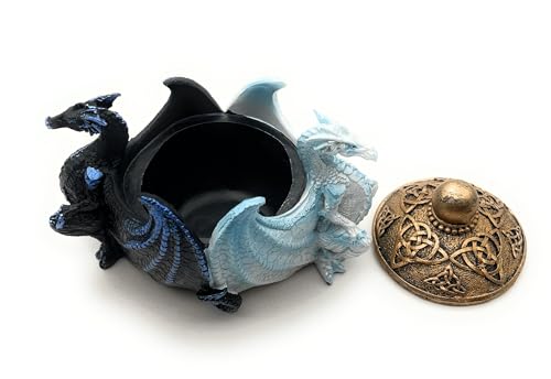 RUSTIX Dragon Yin Yang Trinket Box – Dual Dragons Decorative Celtic Jewelry Box, Gothic Fantasy Keepsake Organizer, Perfect Dragon Lover Gift for Home Decor