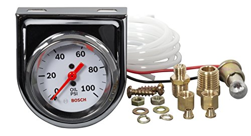 Bosch Style Line 2-inch mechanical oil pressure gauge with white dial face and chrome bezel