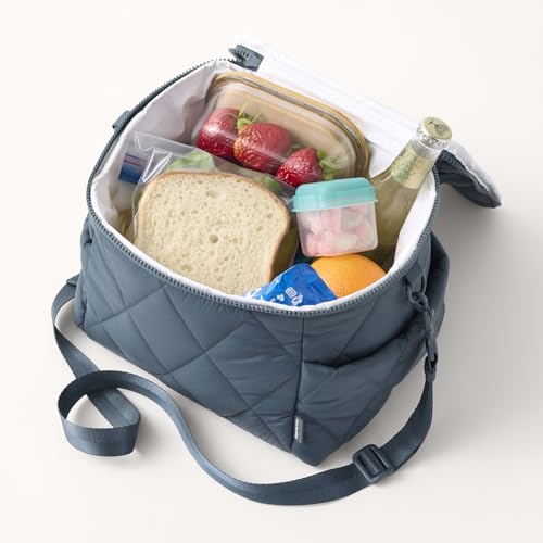 Vera Bradley Women's Featherweight Lunch Cooler Bag – Insulated Quilted Lunch Tote – Moonless Night, 9L
