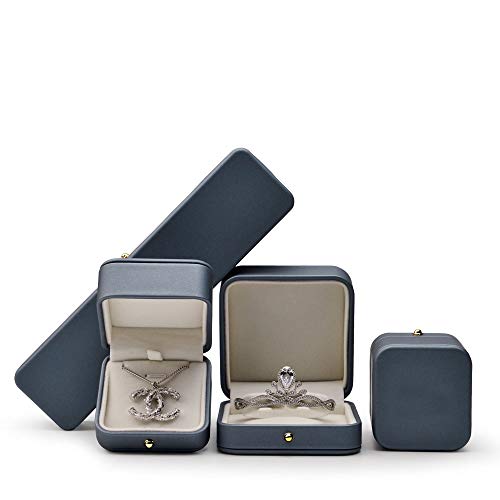 Oirlv Premium Leather Bracelet Bangle Box Steel-blue Jewelry Gift Case Velvet Interior Bracelet Storage Holder Bracelet/Bangle Box