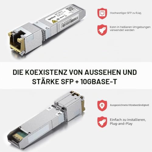 ipolex 10GbE SFP+ RJ45 Copper Transceiver, SFP+ 10GBase-T Module,for Cisco Reach 30-Meter | 10GBase-T SFP+ Ethernet Module, Compatible with Cisco SFP-10G-TS, Ubiquiti UniFi UF-RJ45-10G, Mikrotik S+RJ10, Netgear etc. 1.10GT: 30m(Marvell) 2-1 x
