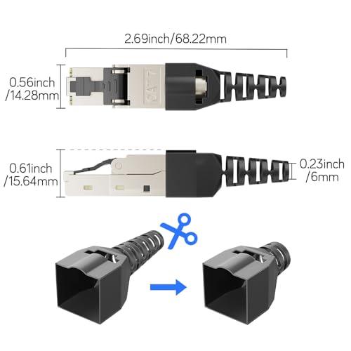 iwillink RJ45 Connector Toolless CAT7 Network Connector 10Gbps 4pcs | LAN plug Ethernet installation cable, premium LSA insulation terminal, CAT6 CAT6a CAT7 network cable, PoE support 4