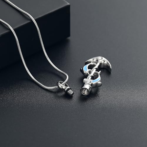 Anchor Urn Nechlace for Ash Dolphin Cremation Jewelry for Ashes Necklace Memorial Locket Pendant Jar Keepsake Necklace for Ashes… Anchor-Silvery