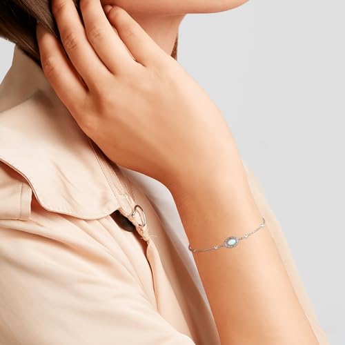 MANBU Sterling Silver Cremation Bracelet for Ashes opal urn bracelet