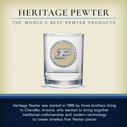 Heritage Pewter Purdue Double Old Fashion | Double Rocks Glass 14 OZ for Liquor | Expertly Crafted Pewter Glass