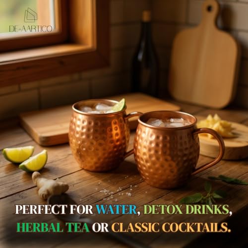 Moscow Mule Mugs Set of 4-100% Pure Copper, 16oz Large Food Safe Solid Copper Cups, Premium Moscow Mule Gift Set for Cocktail Lovers, Perfect for Home Bar and Party