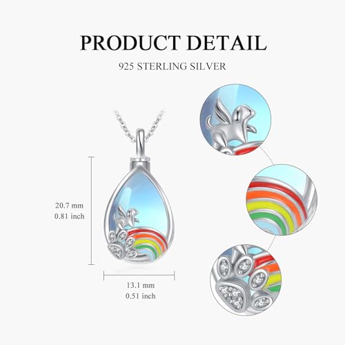 Ashes Necklace Sterling Silver Dog Ashes Necklace Rainbow Bridge Dog Cremation Jewellery Bereavement Gifts for Women
