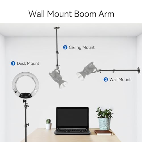 PHOCUS Photography Studio Wall Mount Boom Arm, 40 Inch with 5/8" Stud