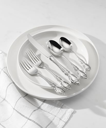 Oneida Louisiana silver teaspoons set for 4, stainless steel flatware with polished finish, includes four teaspoons for dining.