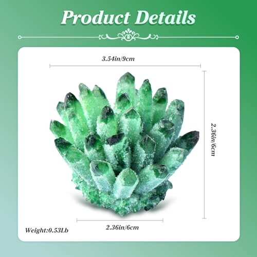 Natural Crystal Cluster Clear Quartz Mineral Crystal Cluster Cluster Healing Ornament Hue Reflection Feng Shui Home Decor (Green) Green