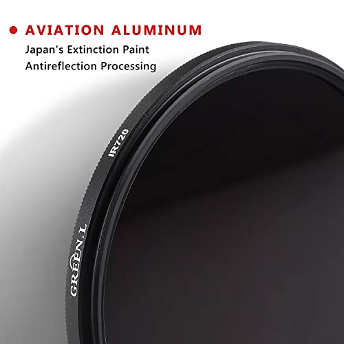GREEN.L 49mm Infrared Filter, 49mm IR 720nm (R72) Filter for Camera Lens