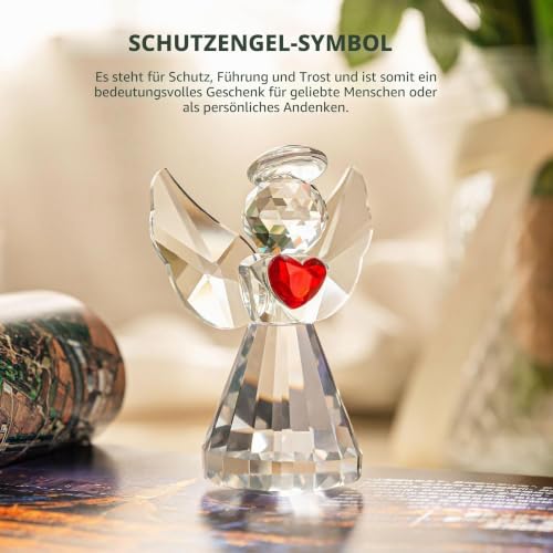 3.3inch Crystal Guardian Angel Figurine Art Glass Angel Ornaments Transparent/Green
