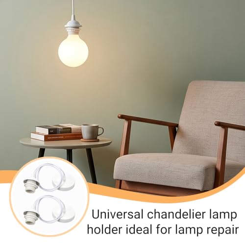 Pack of 2 100 cm E27 Lamp Suspension E27 White, Pendant Light Socket, Screw Ring, Adjustable Cable, Lamp Holder, Pendant Lamp, Ceiling Light for Lampshade, Living Room, Bedroom, Kitchen, Hallway