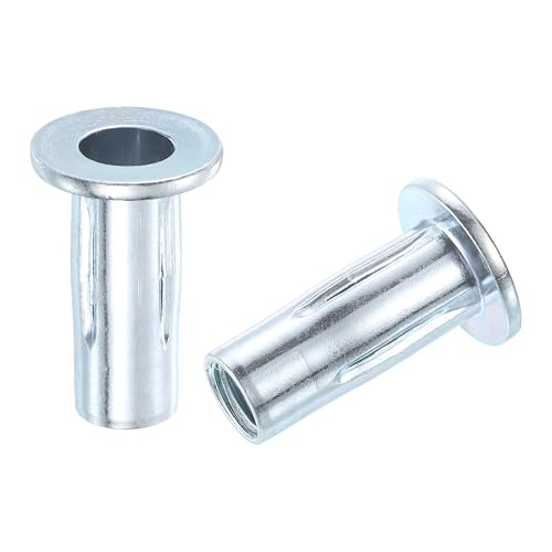 uxcell M10 multi-grip rivet nuts, 30-piece carbon steel threaded insert nuts with flat heads and pre-bulbed shanks