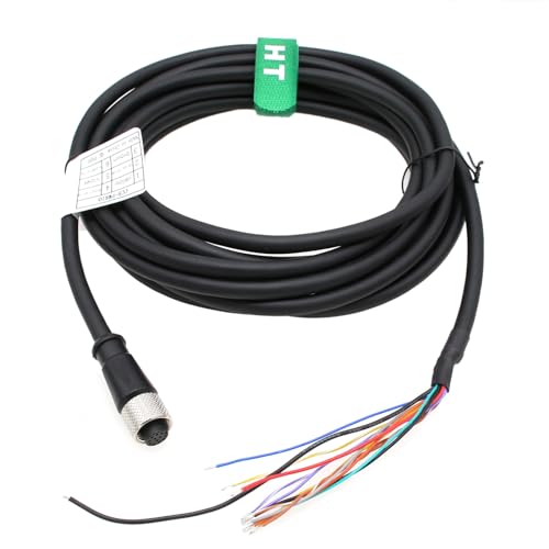 24V Power IO Cable for Cognex in-Sight DataMan, Keyence IV3, Baumer, MicroHAWK Sensor Camera, M12 A-Coded 12 Pin Female to Flying Lead 10m 10 m Straight