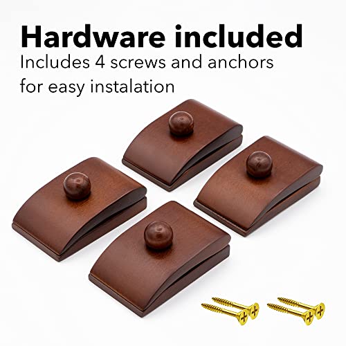 MOCTUS Quilt Hangers for Wall Display, Decorate with Blanket and Tapestry, Wooden Rug Hangers (Brown, 4 Large Clips with Hardware) Brown