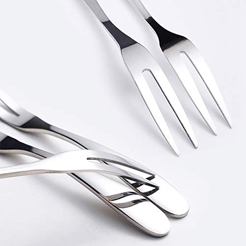 6Pcs Professional Escargot Forks, Mini Forks for Oyster and Shellfish, Appetizers Tasting Forks, Cocktail Fruit Forks (Pack of 2) silver (Pack of 2)