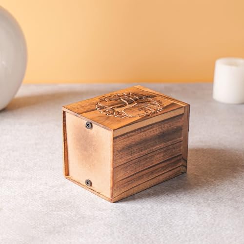 Hashcart Traditional Wooden Urn for Human or Pet Ashes, 12 Lbs