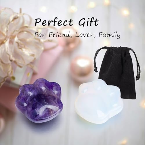 Opal Cat Crystal Worry Stone, Natural Healing Stone Gift Opal