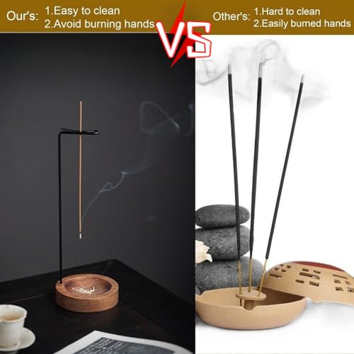 Wooden Incense Holders Upside Down Incense Holder for Sticks Ash Catcher Catching Room Censer Holder Tea Room Home Decoration for Yoga Meditation Incense Holder（no Glass Ash Catcher） 1Pc
