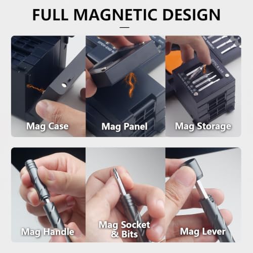 Rispower 55-in-1 magnetic screwdriver set and precision electronics repair tool cube in jet black