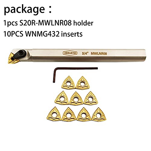 3/4" Lathe Internal Boring Bar Turning Tool Holder S20R-MWLNR08 with Indexable Carbide Turning Insert WNMG432