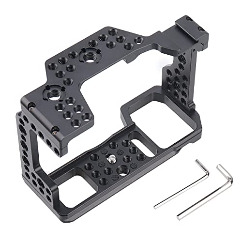 Hersmay A7III Cage with Top Handle, A9 Camera Cage for Sony A7III / A7RIII /A9 /A7II Mirrorless Camera, Multiple 1/4" 3/8" Screw Holes for Vlogging Video Shooting Filmmaking Rig For Sony A7III/A7RIII/A9/A7II