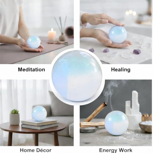 Jet Natural Selenite Ball 50-55 mm – Crystal Sphere for Energy Healing, Meditation, Feng Shui, Spiritual Cleansing, Chakra Balancing
