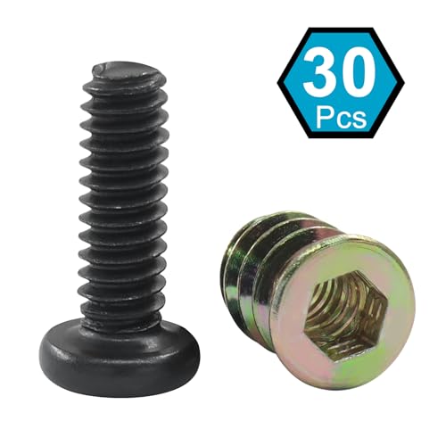 LifCratms 1/4-20 threaded inserts for wood furniture, 19/32-inch, 30-piece screw and bolt assortment set