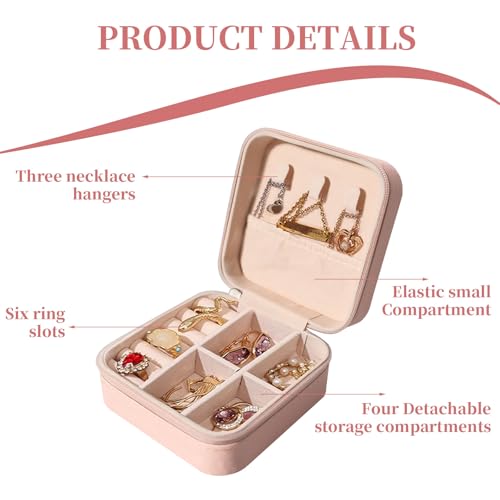 12 Pcs Small Travel Jewelry PU Leather Boxes Bulk, Portable Organizer Cases, Bridesmaid Gift Storage for Women and Girls Rings, Earrings, and Necklaces (Pink)