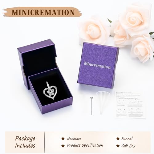 Minicremation Cremation Jewelry Heart Urn Necklace Ashes for Women infinitely Cremation jewellery Birthstone Locket Crystals Ash Loved One Memorial Pendant Butterfly-Silver