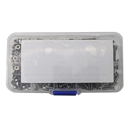 Zovfam M3 304 stainless steel hex socket flat head screws with nuts, 260-piece assortment set