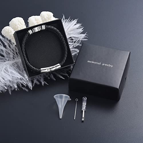 memorial jewelry Cremation Bracelet with Clasp Beads Cowhide Multi-Layer Braided Leather Urn Bracelet for Men Women 2PCS 20 cm