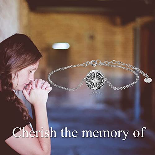 Celtic Knot Compass Urn Bracelet for Ashes 925 Sterling Silver Cremation Jewelry for Ashes Keepsake for Men Women