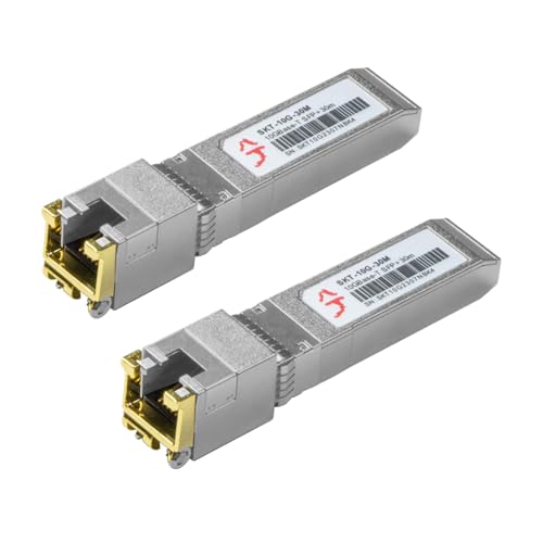 10G SFP+ RJ45 Module, 10GBase-T SFP+ Transceiver up to 30 m | Cat6a/Cat7, compatible with Cisco, HPE, MikroTik, Ubiquiti, Synology, QNAP, Plug & Play