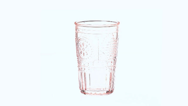 Bormioli Rocco Romantic Set Of 4 Cooler Glasses, 16 Oz. Colored Crystal Glass, Cotton Candy Pink, Made In Italy. 4 Count (Pack of 1)
