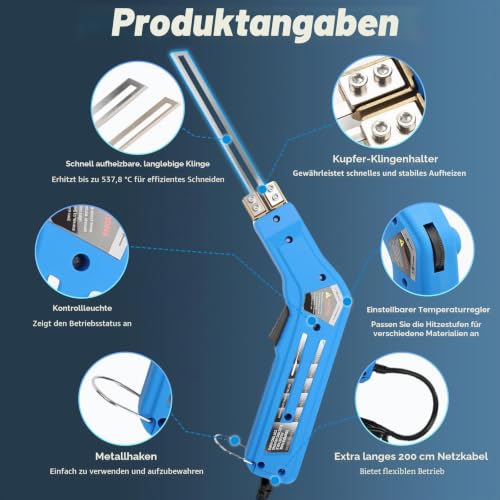 Qivine Styrofoam Cutter Hot Wire Cutter with Blades, 220V Styrofoam Cutter 50~600°C, Electric Foam Cutter of Plastics with Cooling System