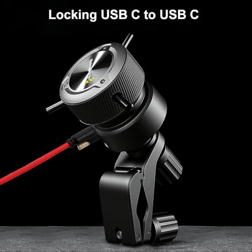 Alvin's Cables Ultra-Flexible Locking USB-C to USB-C Power Cable for Blackmagic Pyxis Monitor, URSA Cine EVF, USB-C 3.2 10Gbps Data Transfer Cable for Blackmagic Pyxis 6K or URSA Cine 12K, 3.3ft Red straight to straight