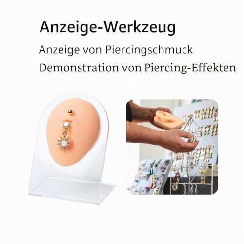 Silicone Nipple Model with Acrylic Stand, Fake Boob Flexible Human Mould, Body Parts for Practicing Piercing, Acupuncture Jewelery Display, Simulation Body Model (Nude)